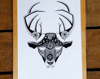 Deer illustration. Decoration. Design interiors. Geometry. Zen. Mandala.