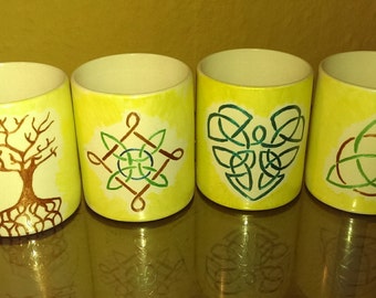 4 espresso set Celtic motifs