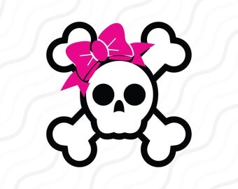 Skull With Bow SVG, Pirate Skull SVG, Bow SVG Cut table Design,svg,dxf,png Use With Silhouette Studio & Cricut_Instant Download