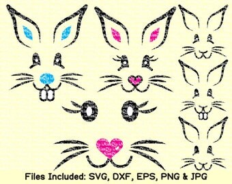 Easter Bunny Rabbit Face Svg files for Cricut Silhouette svg designs, DXF CUT FILES, Instant Download Shirt sign prints clip art Vector File