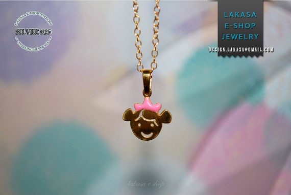 enamel princess crown baby chain necklace sterling silver jewellery gift idea girl children baptism newborn happy shower day mother princesa
