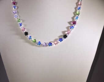 Crystal Flower Necklace 15% Off Labor Day Sale