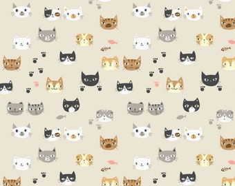 Imagination Cat / cat fabric / 20' cotton / 110cm *90cm / animal fabric / cute fabric / funny fabric / kids room deco /