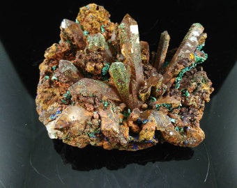 Primordial beauty Azurite and Malachite on Quartz from Morocco