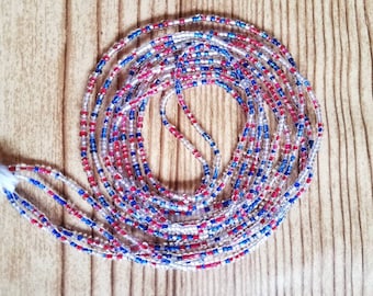 Red-White-Blue African Waist Beads