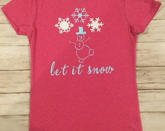 Snowman Girl's Shirt Glitter snowflake shirt Glitter snowman shirt Do you want to build a snowman girl's holiday shirt Girl's Christmas