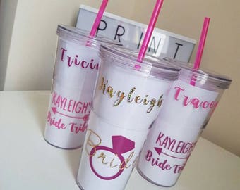 Personalised Hen Party bride tribe Bachelorette Tumblers Vinyl Acrylic Wedding Engagement Stag