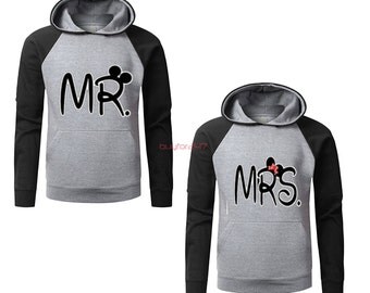 Mr Mickey Mrs Minnie Couple Raglan Hoodies pärchen pullover Mickey Minnie Mouse Sweatshirts Couple Hoodies