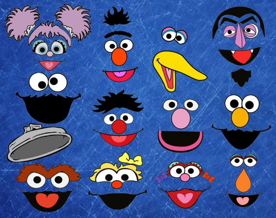 Sesame Street face cutouts great for pompoms balloons bags