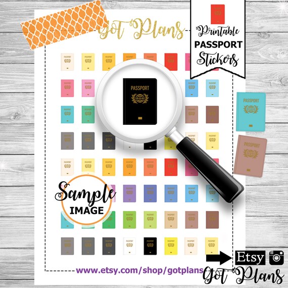 Passport Stickers Planner Stickers Printable Stickers