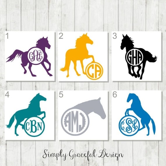 Horse Monogram Decal Equestrian Decal Horse Monogram Horse