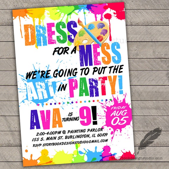 Free Printable Paint Birthday Party Invitations