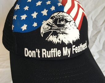 Vintage Bald eagle trucker hat-America-USA-don't ruffle my feathers-patriot