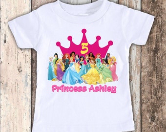 Disney Princesses designed birthday t shirt tshirt personalized