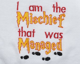 I am the Mischief that was Managed Harry Potter inspired Instant Download 4x4, 5x5, 6x6, 7x7 Machine Embroidery Design File