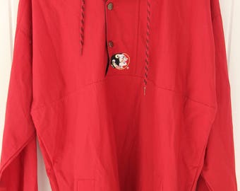 80's Vintage FLORIDA STATE Pullover Jacket Windbreaker Raincoat Florida State Seminoles Tallahassee Florida Garnett & Gold ACC Size Large