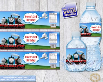 Thomas The Train Water Bottle labels.Thomas The Train.Water Bottle Labels.Thomas.Party labels. DIY. Thomas and Friends Bottle labels.