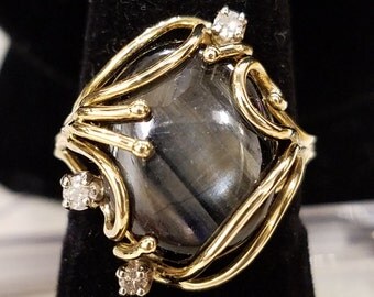 Black sapphire ring | Etsy