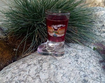 Miniature Glass Vase With Red Decoration, Miniature Vase, Flower Vase, Vintage Vase, Small Glass Vase, Tiny Glass Vase.