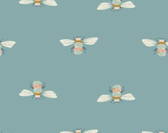 Bumble Buzz, Art Gallery Fabric, Bee Fabric, Garden Dreamer, Maureen Cracknell, Bee on Blue Fabric, Fabric by the Yard, Art Gallery Bee