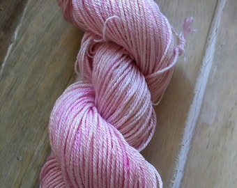 Hand Dyed Yarn | DK Weight Yarn | DK Weight Worsted Spun Supersoft Mulberry Silk Yarn - Pink - Bubblegum Pink OOAK
