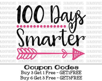 100 days smarter svg 100 days of school svg Back to school svg 100 days svg Arrow svg PNG svg files for Silhouette svg files for Cricut