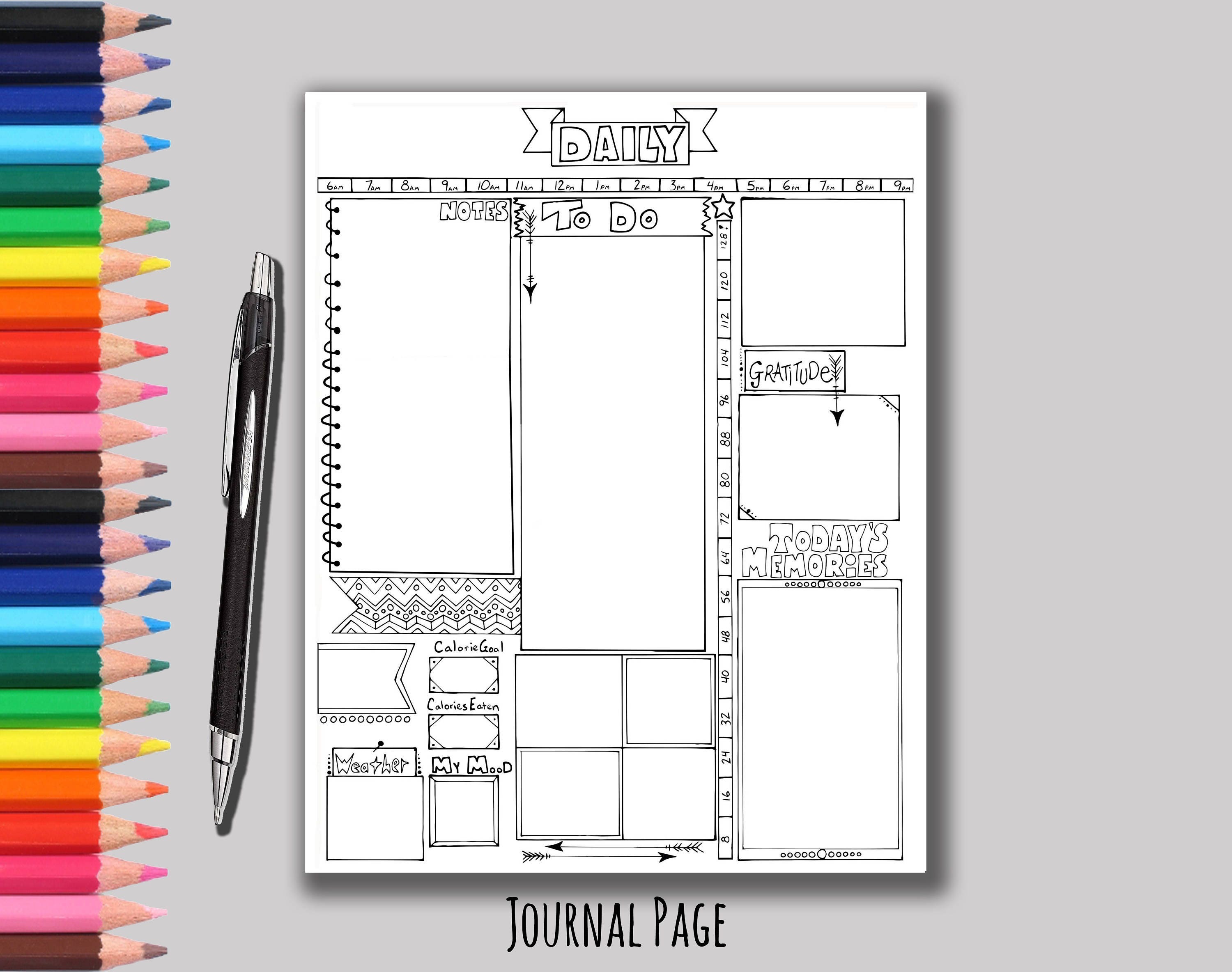 Daily Bullet Journal Page Printable Bullet Journal Page