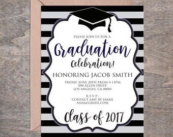 Graduation Invitation / Invitacion de Graduacion / custom summer grad invite / congrats grad / class of 2017 Celebration / Graduate