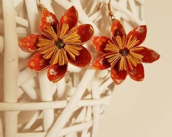 Origami flower earrings