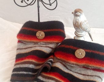Striped wool boot cuffs
