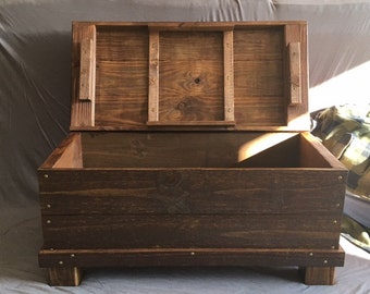 Wood trunk chest coffee table storage