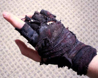 Mad Max Inspired Post-Apocalyptic Single Ragged Fingerless Wrap Glove