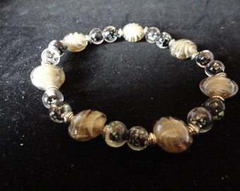 Shades Of Grey Lampwork Stretch Bracelet - B63