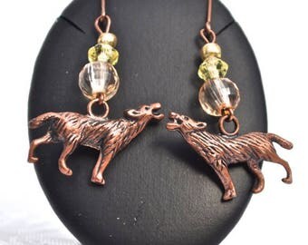 Little Wolf Howl Copper Earrings