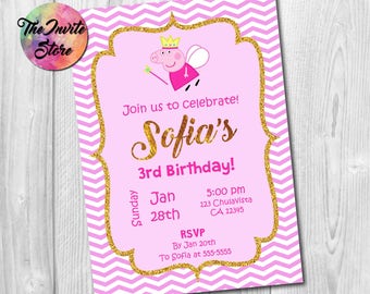 Peppa Pig Invitation, Peppa Invite, Peppa Pig Invite, Peppa Pig Party, Peppa Pig Card, Peppa Pig Birthday, Printable, Digital, AB-001