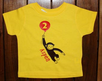 Personalized Curious George Birthday Shirt, Toddler, Birthday, Monkey