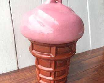 Ice Cream Cone Cookie Jar Strawberry