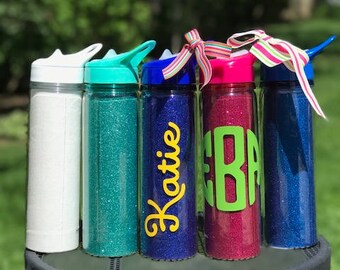 Monogrammed Water Bottle,Monogrammed Glitter Bottle,Glitter Water Bottle,Sparkly Water Bottle,Personalized Water Bottle,Bridesmaid Gift