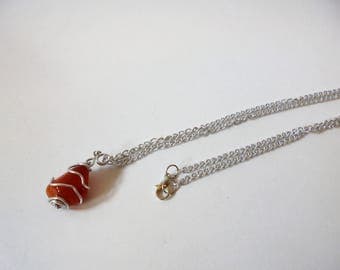 Carnelian Necklace, Birthstone Necklace, Carnelian birthstone jewellery, made in UK, Sterlin silver necklace, mothers day,birthday,Christmas