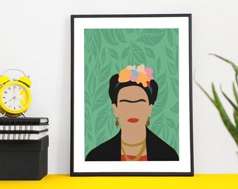 Frida Kahlo Print | illustration | design | poster | modern | minimal | digital | art | icon | hero | portrait