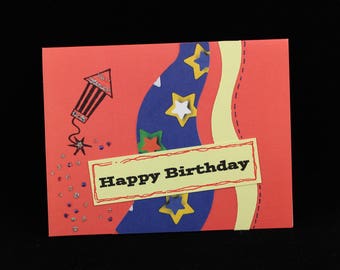 July Firecracker Birthday Card, Handmade by MeMe