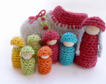 There was an old women felted wool shoe peg dolls Waldorf inspired