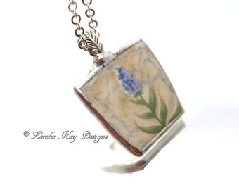 Lilacs Broken China Necklace Soldered China Sweet Garden Theme Pendant
