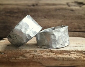 bliss hammered custom made band wedding in recycled fine silver