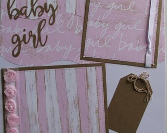 Baby girl...TWO completed 12x12 Premade Scrapbook pages