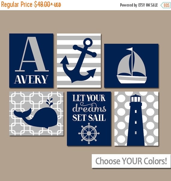 Boy Nautical Wall Art Canvas or Prints Ocean Baby by TRMdesign