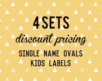 Single Name OVAL Kids Labels - 4 sets of 30 qty - Waterproof for kids