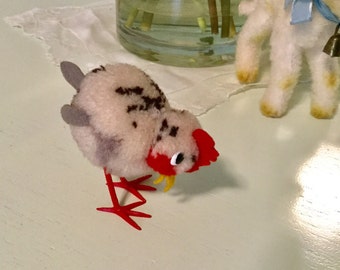Vintage Steiff Rooster Antique Stuffed Animal Toy 1950's Pom Pom Wooly