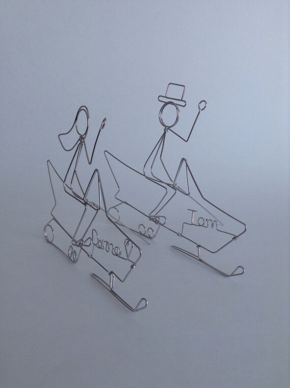 Snowmobile Wedding Cake Topper. TWO Skidoos. Personalized with