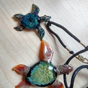 Blown Glass Jewelry with Sea Turtle & Octopus by Glassnfire